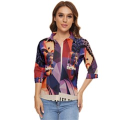 Let That Shit Go Buddha Low Poly (6) Women s Quarter Sleeve Pocket Shirt