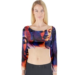 Let That Shit Go Buddha Low Poly (6) Long Sleeve Crop Top