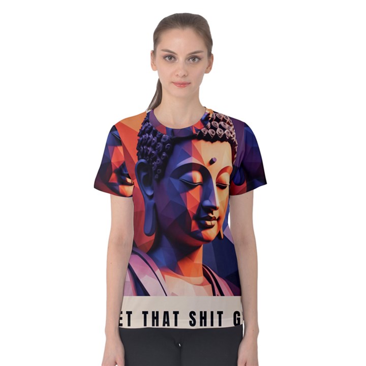 Let That Shit Go Buddha Low Poly (6) Women s Cotton T-Shirt