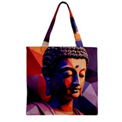 Let That Shit Go Buddha Low Poly (6) Zipper Grocery Tote Bag by 1xmerch