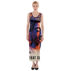 Let That Shit Go Buddha Low Poly (6) Fitted Maxi Dress by 1xmerch