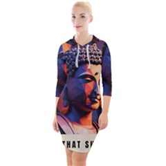 Let That Shit Go Buddha Low Poly (6) Quarter Sleeve Hood Bodycon Dress by 1xmerch