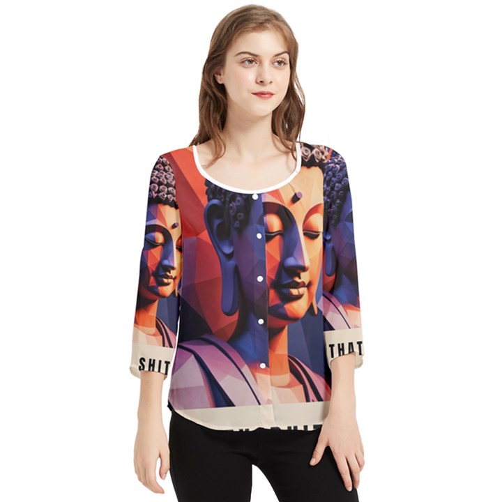 Let That Shit Go Buddha Low Poly (6) Chiffon Quarter Sleeve Blouse