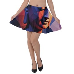 Let That Shit Go Buddha Low Poly (6) Velvet Skater Skirt by 1xmerch