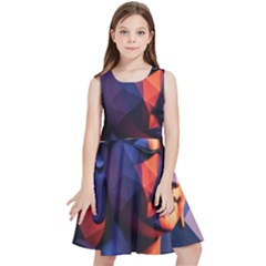 Let That Shit Go Buddha Low Poly (6) Kids  Skater Dress