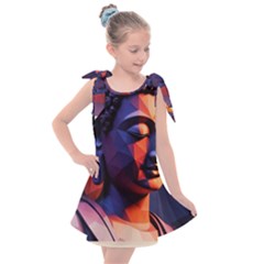 Let That Shit Go Buddha Low Poly (6) Kids  Tie Up Tunic Dress by 1xmerch