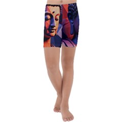 Let That Shit Go Buddha Low Poly (6) Kids  Lightweight Velour Capri Yoga Leggings by 1xmerch