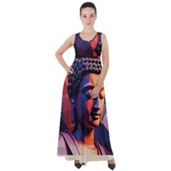 Let That Shit Go Buddha Low Poly (6) Empire Waist Velour Maxi Dress