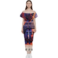 Let That Shit Go Buddha Low Poly (6) Bardot Ruffle Jumpsuit by 1xmerch