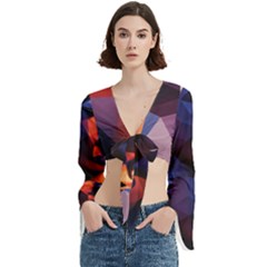 Let That Shit Go Buddha Low Poly (6) Trumpet Sleeve Cropped Top