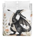 Cute Black Baby Dragon Flowers Painting (2) Duvet Cover Double Side (Queen Size) View1