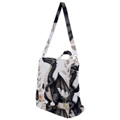 Cute Black Baby Dragon Flowers Painting (2) Crossbody Backpack by 1xmerch