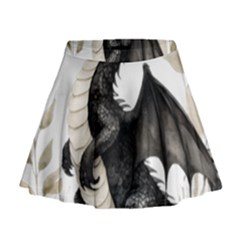 Cute Black Baby Dragon Flowers Painting (2) Mini Flare Skirt by 1xmerch