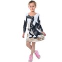 Cute Black Baby Dragon Flowers Painting (2) Kids  Long Sleeve Velvet Dress View1