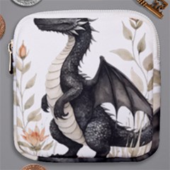 Cute Black Baby Dragon Flowers Painting (2) Mini Square Pouch by 1xmerch