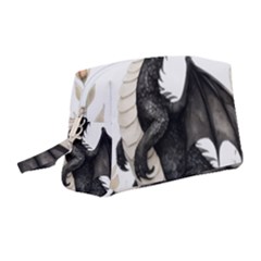 Cute Black Baby Dragon Flowers Painting (2) Wristlet Pouch Bag (medium) by 1xmerch