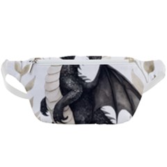 Cute Black Baby Dragon Flowers Painting (2) Waist Bag 