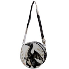 Cute Black Baby Dragon Flowers Painting (2) Crossbody Circle Bag by 1xmerch