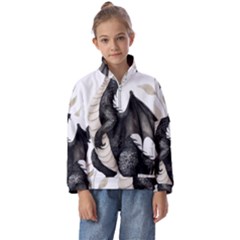 Cute Black Baby Dragon Flowers Painting (2) Kids  Half Zip Hoodie by 1xmerch