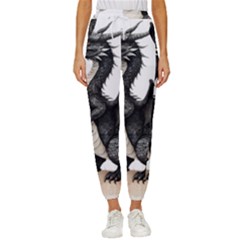 Cute Black Baby Dragon Flowers Painting (2) Women s Cropped Drawstring Pants by 1xmerch