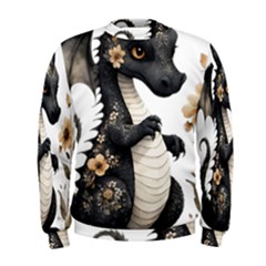 Cute Black Baby Dragon Flowers Painting (7) Men s Sweatshirt