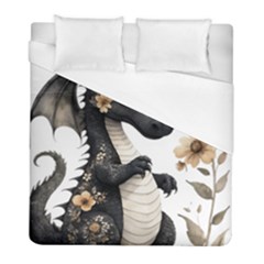 Cute Black Baby Dragon Flowers Painting (7) Duvet Cover (full/ Double Size) by 1xmerch