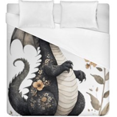 Cute Black Baby Dragon Flowers Painting (7) Duvet Cover (king Size) by 1xmerch