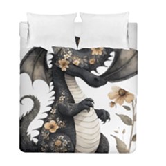 Cute Black Baby Dragon Flowers Painting (7) Duvet Cover Double Side (full/ Double Size) by 1xmerch