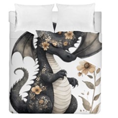 Cute Black Baby Dragon Flowers Painting (7) Duvet Cover Double Side (queen Size) by 1xmerch