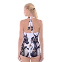 Cute Black Baby Dragon Flowers Painting (7) Boyleg Halter Swimsuit  View2