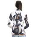 Cute Black Baby Dragon Flowers Painting (7) Drape Collar Cardigan View2