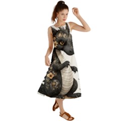 Cute Black Baby Dragon Flowers Painting (7) Summer Maxi Dress by 1xmerch