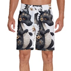 Cute Black Baby Dragon Flowers Painting (7) Men s Beach Shorts by 1xmerch