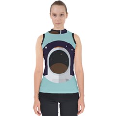 Astronaut Space Astronomy Universe Mock Neck Shell Top by Sarkoni