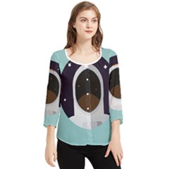 Astronaut Space Astronomy Universe Chiffon Quarter Sleeve Blouse by Sarkoni