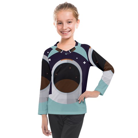 Astronaut Space Astronomy Universe Kids  Long Mesh T-shirt by Sarkoni