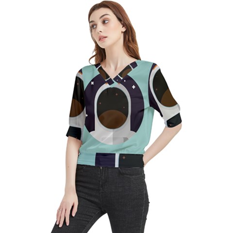 Astronaut Space Astronomy Universe Quarter Sleeve Blouse by Sarkoni