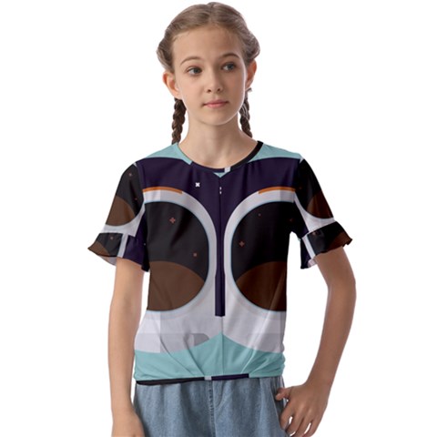 Astronaut Space Astronomy Universe Kids  Cuff Sleeve Scrunch Bottom T-shirt by Sarkoni