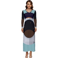 Astronaut Space Astronomy Universe Long Sleeve Longline Maxi Dress by Sarkoni