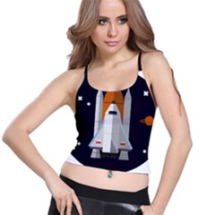 Rocket Space Universe Spaceship Spaghetti Strap Bra Top by Sarkoni