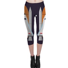 Rocket Space Universe Spaceship Capri Leggings  by Sarkoni