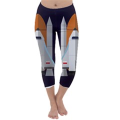 Rocket Space Universe Spaceship Capri Winter Leggings  by Sarkoni