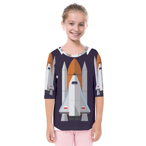 Rocket Space Universe Spaceship Kids  Quarter Sleeve Raglan T-shirt by Sarkoni