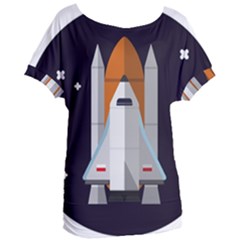 Rocket Space Universe Spaceship Women s Oversized T-shirt by Sarkoni