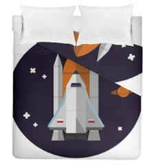 Rocket Space Universe Spaceship Duvet Cover Double Side (queen Size) by Sarkoni