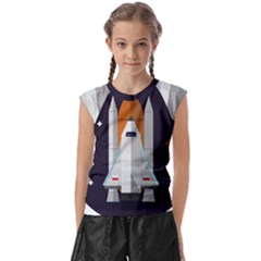 Rocket Space Universe Spaceship Kids  Raglan Cap Sleeve T-shirt by Sarkoni