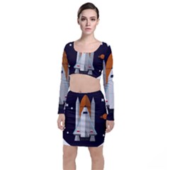 Rocket Space Universe Spaceship Top And Skirt Sets by Sarkoni