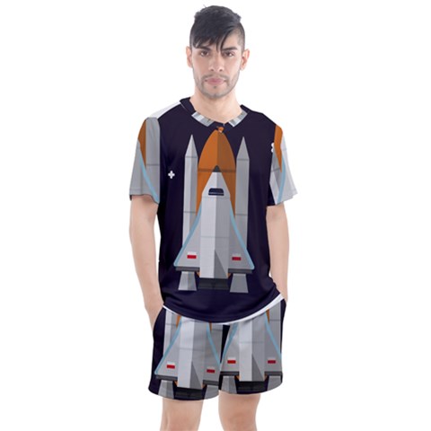 Rocket Space Universe Spaceship Men s Mesh T-shirt And Shorts Set by Sarkoni