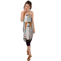 Rocket Space Universe Spaceship Waist Tie Cover Up Chiffon Dress