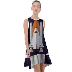 Rocket Space Universe Spaceship Frill Swing Dress by Sarkoni